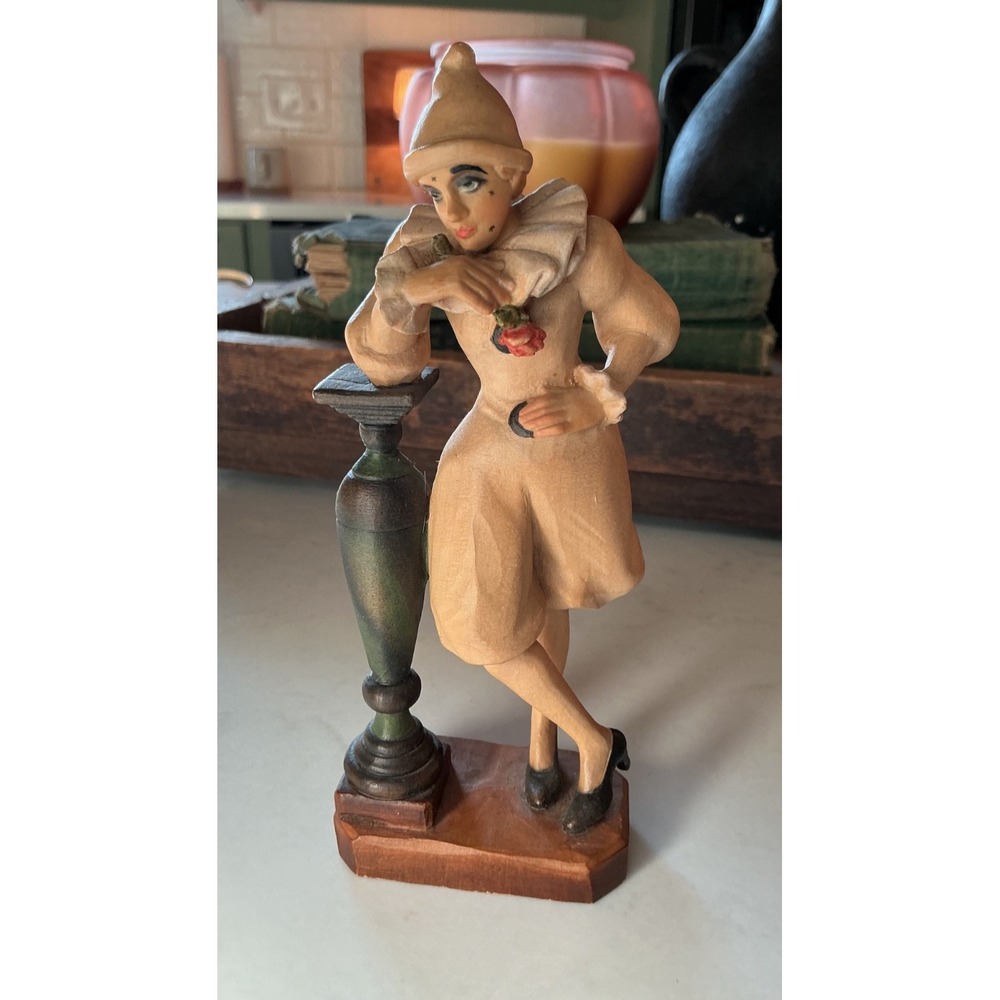 ANRI Italy Pierrot Wood Clown Mira Fujita Limited Edition 303/2500 6 inches